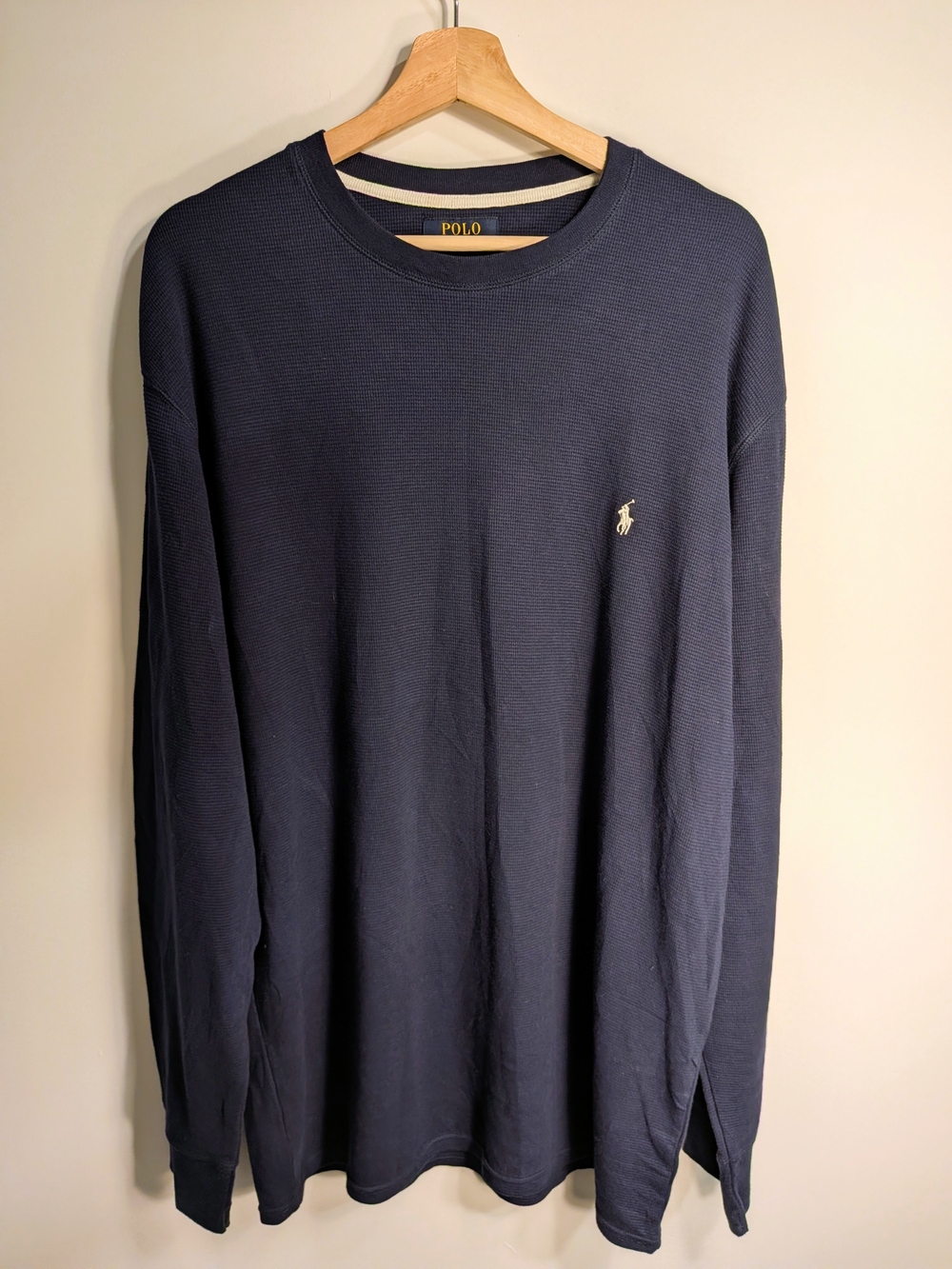 Polo Ralph Lauren Waffle Knit Thermal Long Sleeve — Navy, Men's 2XL